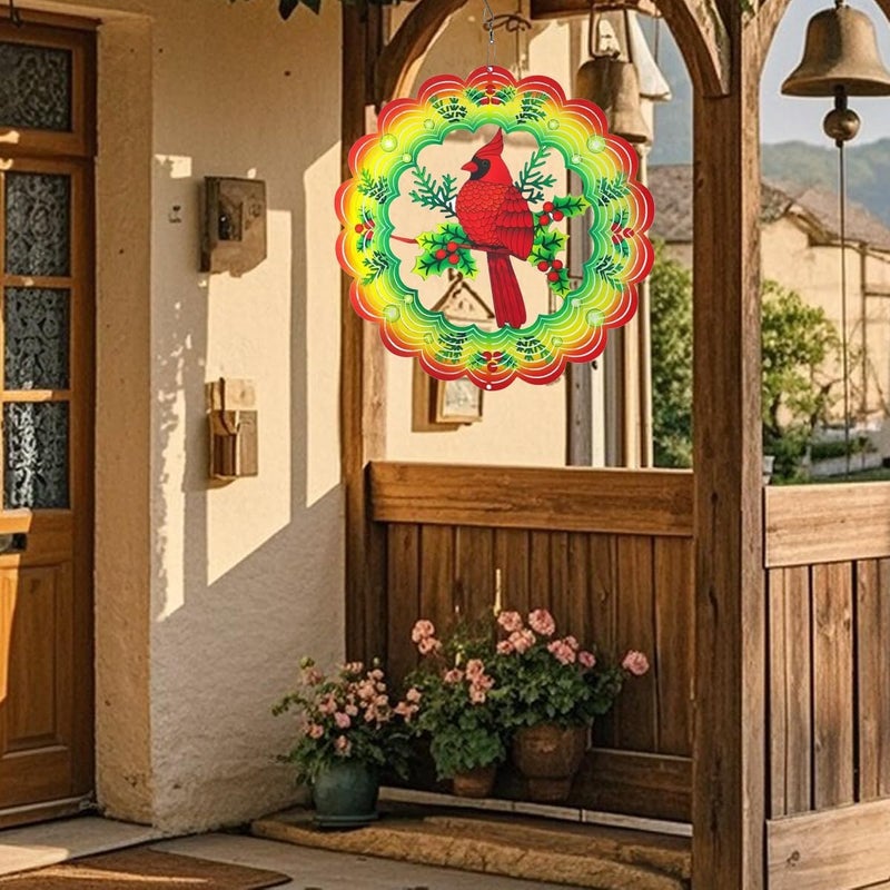 YTAONS 12 in Wind Spinners Outdoor, Hanging Spinners 3D Stainless Steel Wind Sculpture for Garden Yard Art Decoration Christmas Birthday Gift for Women Mom Wife Grandma (Red Bird) - Image 3